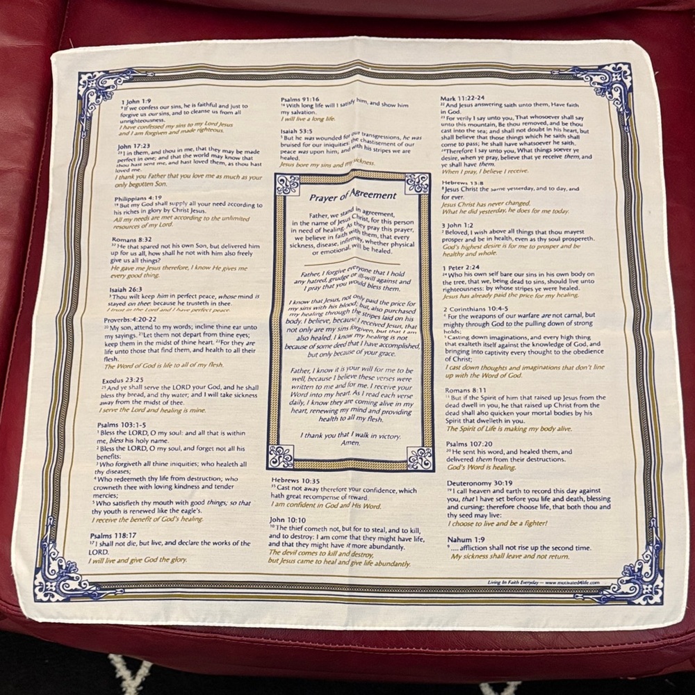Decorative Cream and Blue Prayer Cloth